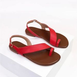 New red thong sandals